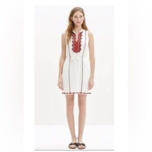Madewell Womens Cotton Pullover Sleeveless Embroidery Mini Dress White size 0